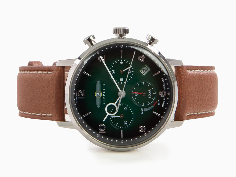 Zeppelin LZ 129 Hindenburg Quartz Watch, Green, 41 mm, Day, Leather, 8086-4n - Image 7