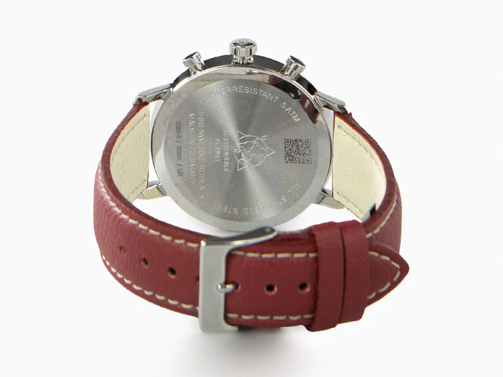 Zeppelin LZ 129 Hindenburg Quartz Watch, Red, 41 mm, Day, Leather, 8086-2n - Image 3