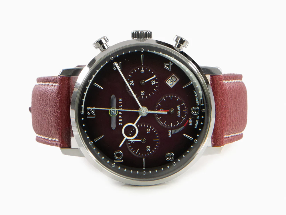 Zeppelin LZ 129 Hindenburg Quartz Watch, Red, 41 mm, Day, Leather, 8086-2n - Image 7