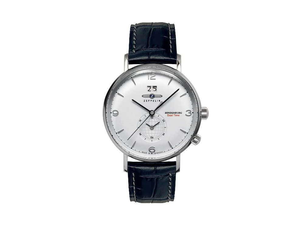 Zeppelin LZ 129 Hindenburg Quartz Watch, White, 41 mm, Leather strap, 8044-1