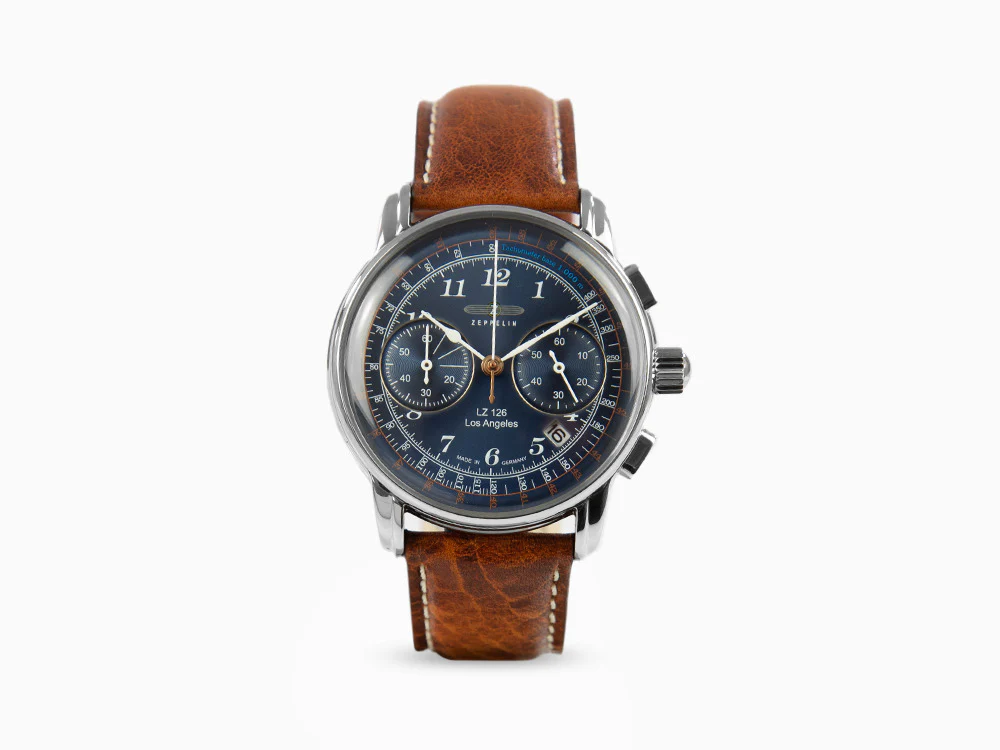 Zeppelin LZ126 Los Angeles Quartz Watch, Blue, 42 mm, Chronograph, 7614-3 - Image 2