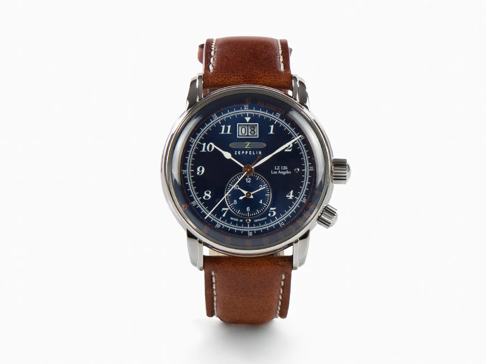 Zeppelin LZ126 Los Angeles Quartz Watch, Blue, 42 mm, GMT, Pulsemeter, 8644-3 - Image 2