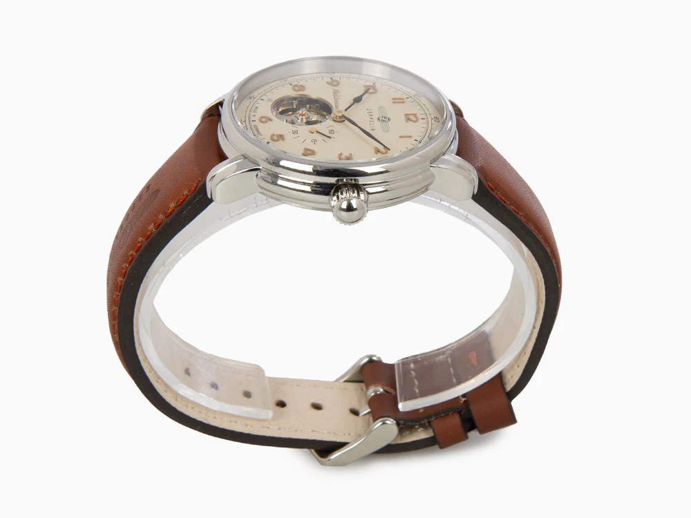 Zeppelin Méditerranée Automatic Watch with Open Heart, Beige, 40 mm, 9666-5 - Image 5