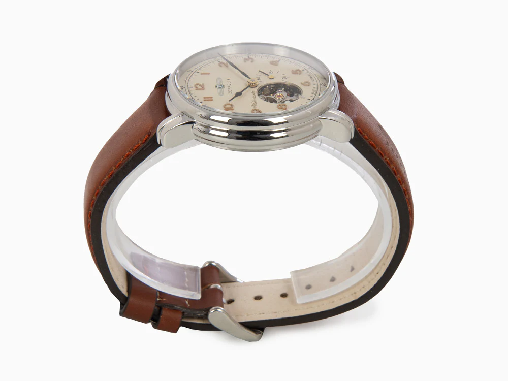 Zeppelin Méditerranée Automatic Watch with Open Heart, Beige, 40 mm, 9666-5 - Image 6