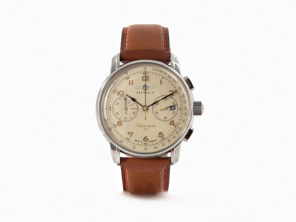 Zeppelin Méditerranée Chrono Quartz Watch, Beige, 42 mm, Day, 9670-5 - Image 2