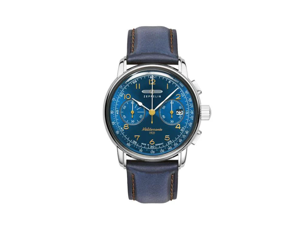 Zeppelin Méditerranée Chronograph Quartz Watch, Blue, 42 mm, 9670-3 - Image 2