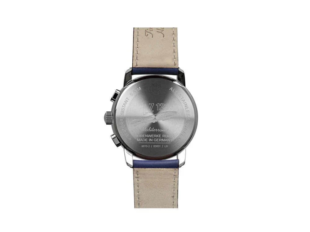 Zeppelin Méditerranée Chronograph Quartz Watch, Blue, 42 mm, 9670-3 - Image 3