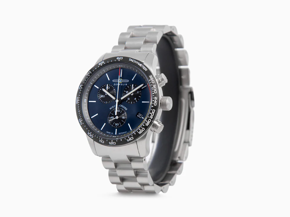 Zeppelin Night Cruise Quartz Watch, Blue, 42 mm, Chronograph, Day, 7288M-3 - Image 4
