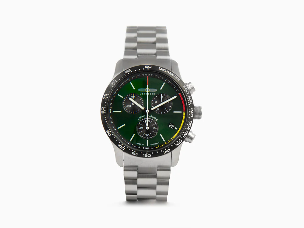 Zeppelin Night Cruise Quartz Watch, Green, 42 mm, Chronograph, Day, 7288M-4 - Image 2