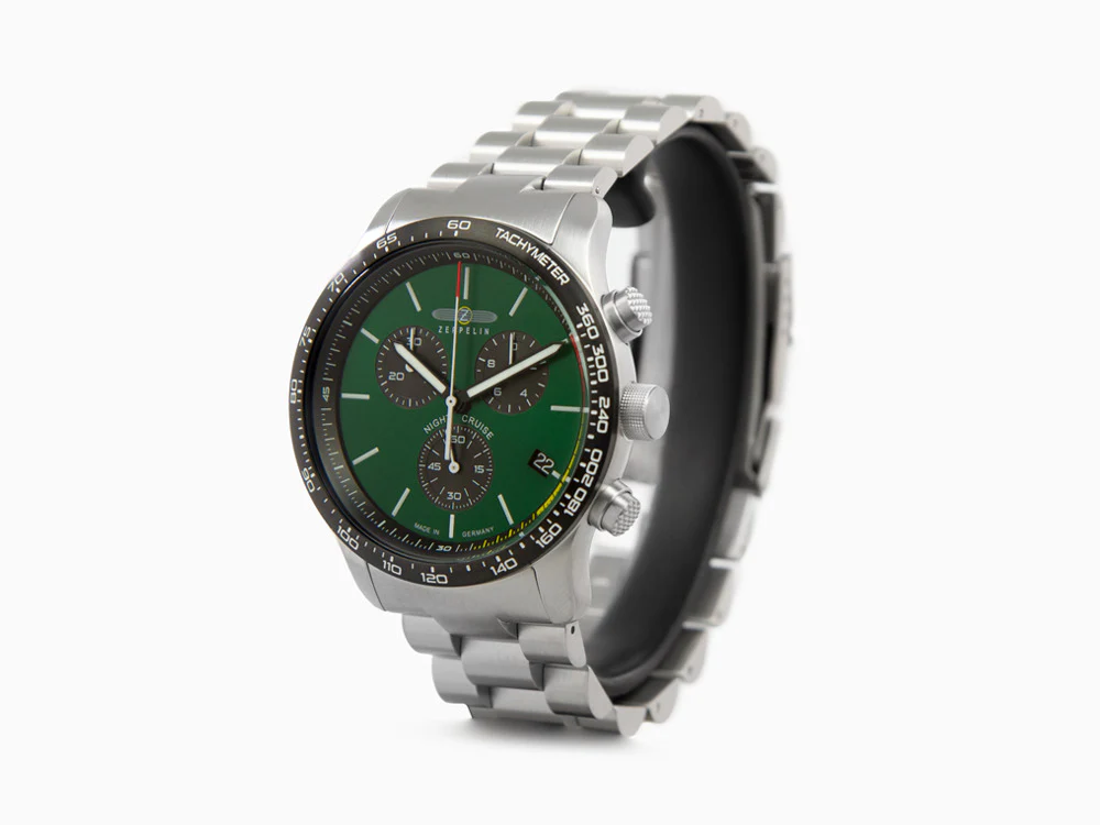 Zeppelin Night Cruise Quartz Watch, Green, 42 mm, Chronograph, Day, 7288M-4 - Image 4
