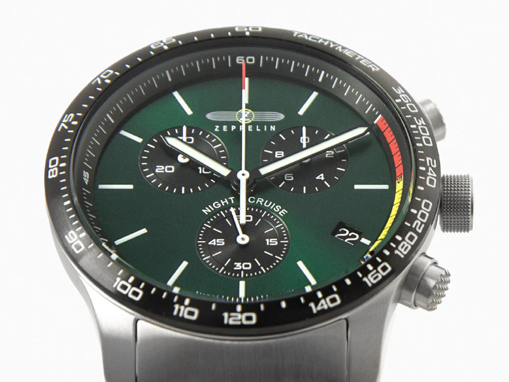 Zeppelin Night Cruise Quartz Watch, Green, 42 mm, Chronograph, Day, 7288M-4 - Image 8