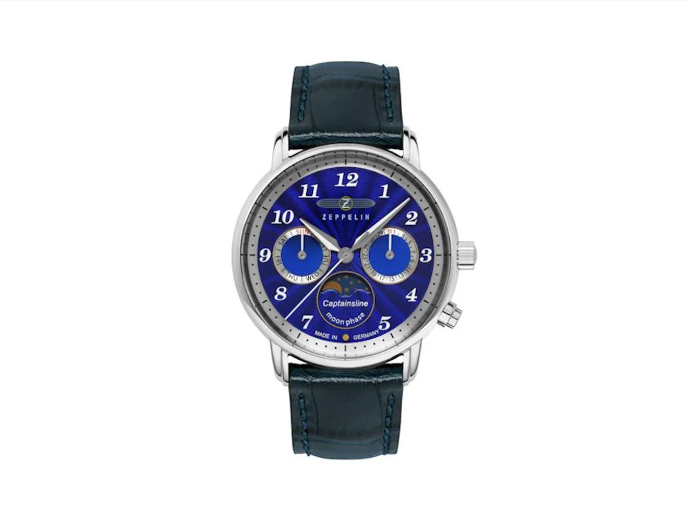 Zeppelin Ultramarin Captain Line Quartz Watch, 36 mm, Day, 8639-3